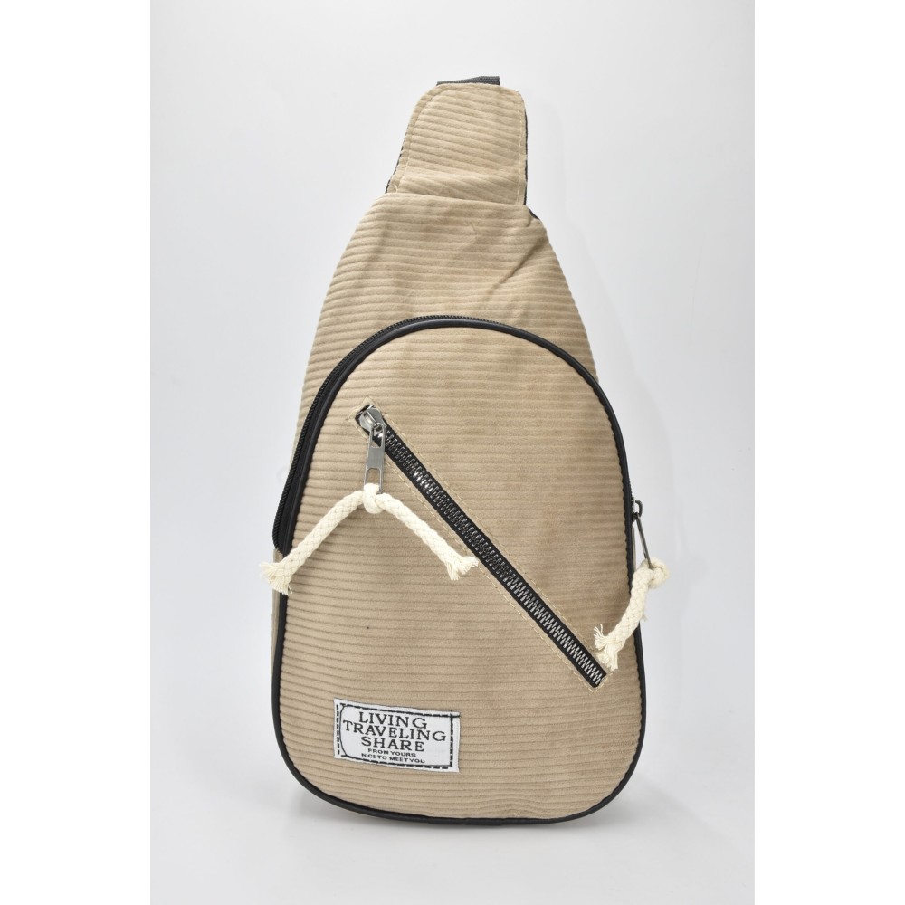 David Polo Unisex τσάντα Freebag βελούδο με δύο θήκες Μπεζ DVP901-BG