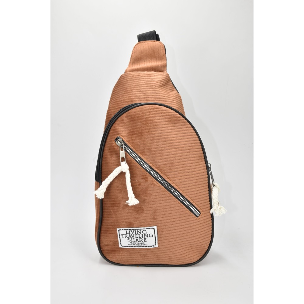 David Polo Unisex τσάντα Freebag βελούδο με δύο θήκες Ταμπά DVP901-TAN