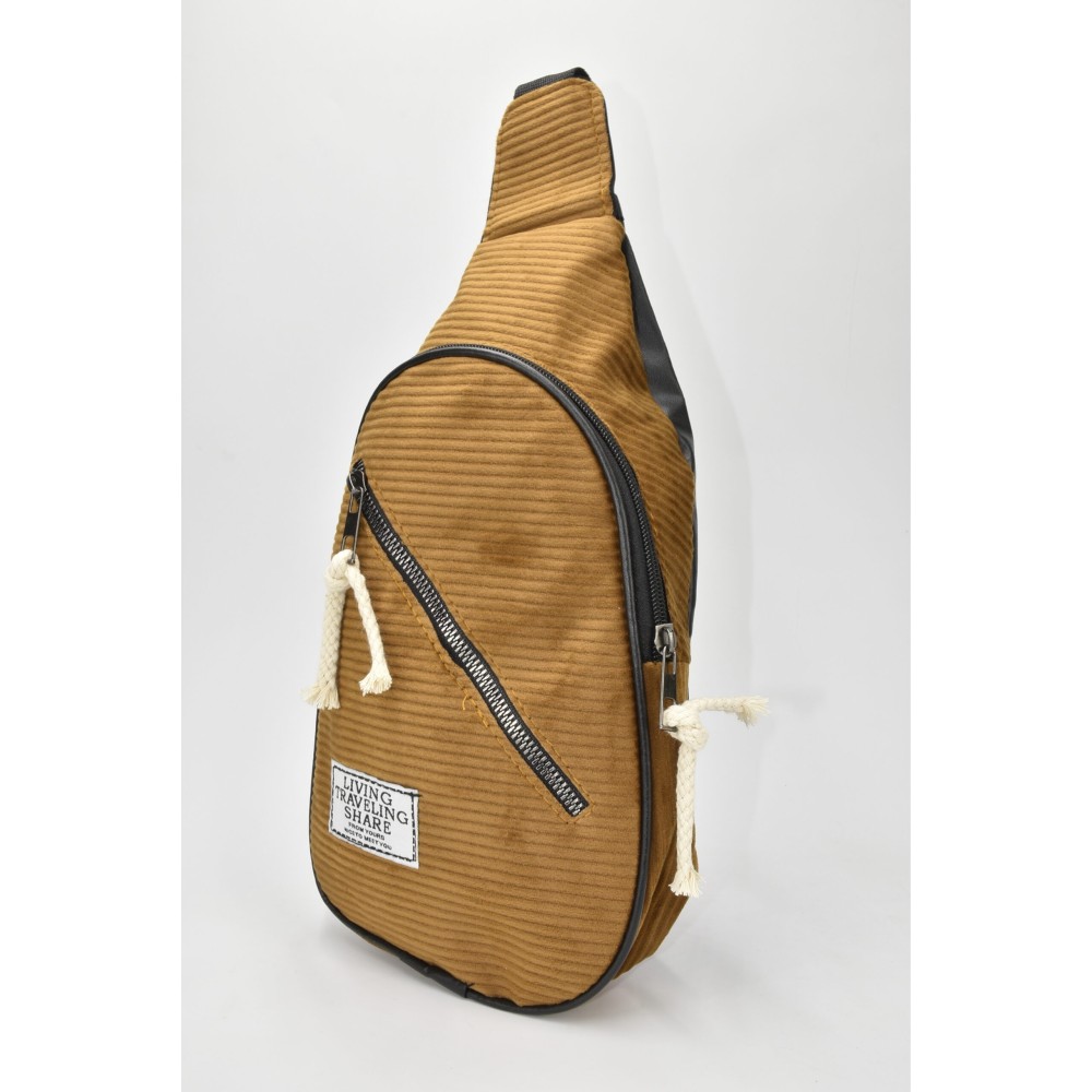 David Polo Unisex τσάντα Freebag βελουδί με δύο θήκες Καφέ DVP901-COFF