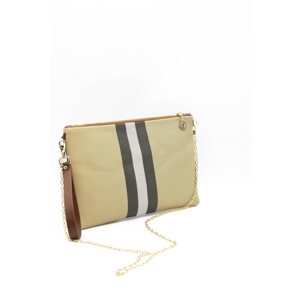 Silver Polo Μπεζ Clutch Τσάντα μονής θήκης SP1034-17